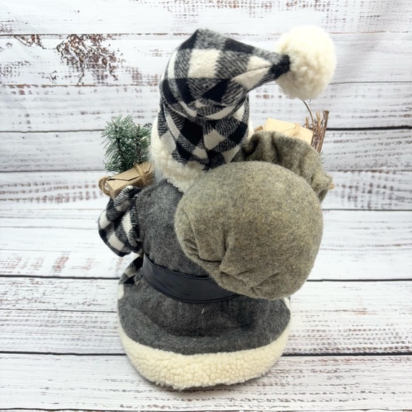 Santa Clause Holiday Christmas Decor Checkered Santa Black and White Decoration - Picture 5 of 9
